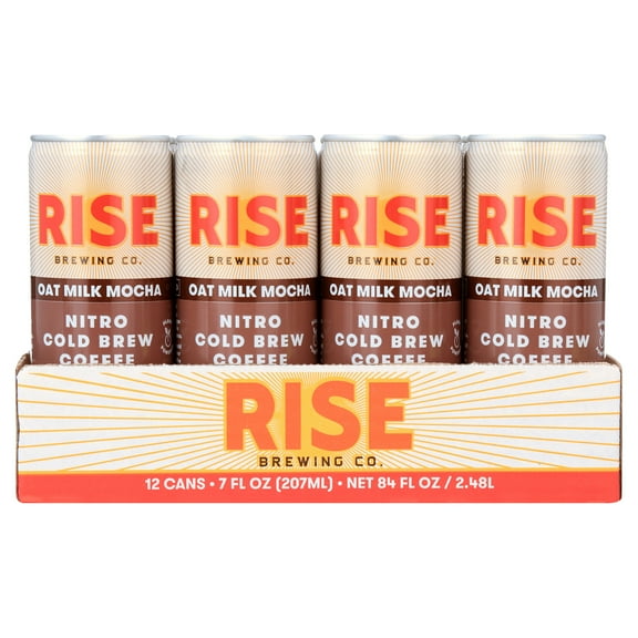 12-Pack RISE Brewing Co. Oat Milk Mocha Nitro Cold Brew, Dairy-Free, 7 fl oz Can