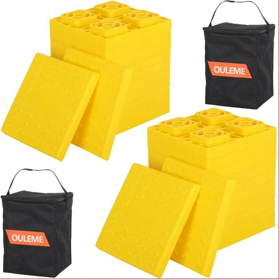 12 Pack RV Leveling Blocks, Stackable Jack Pads with Carrying Bag, Interlocking Leveling Pads for Camper & Travel Trailer