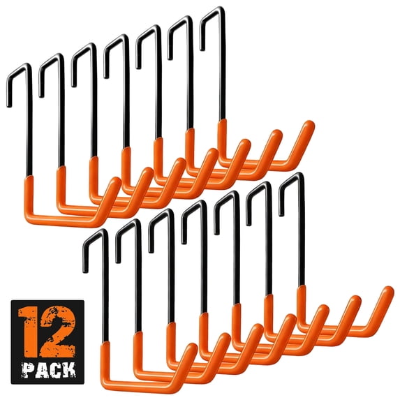 12 Pack Rafter Hangers Hooks, Garage Bike Hooks with Orange Non Slip Coating, Large S Hanger for Hanging Bike, Ladders Ropes