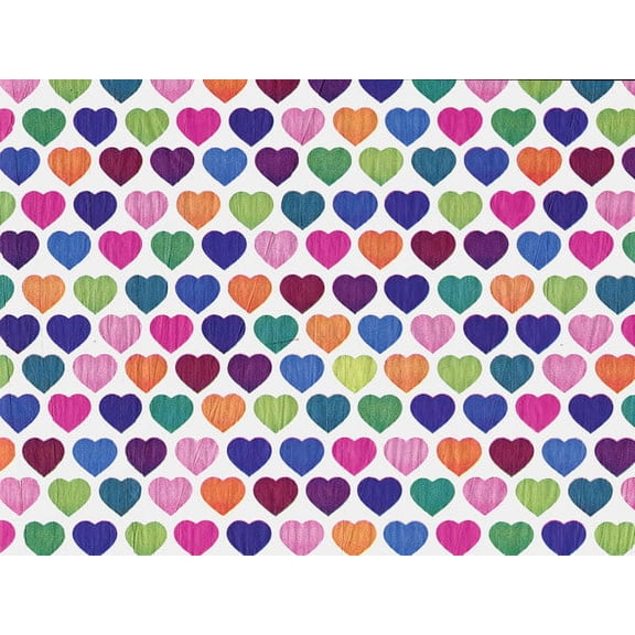 12 Pack, Rainbow Hearts Tissue Paper 20 x 30", Soft Fold Sheets for DIY, Gift Wrapping, Birthday Parties and Events, Made In USA