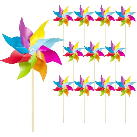 12 Pack Rainbow Pinwheels for Yard and Garden,Rainbow Party Decorations for Kids, Colorful Garden Wind Spinners Outdoor Decor,Party Favors for Kids,Lawn,Yard,Patio