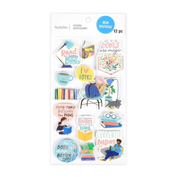 Recollections Reading Dimensional Stickers, 12 Pack