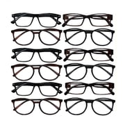 12 Pack Reading Glasses Men Women Unisex Readers Square Rectangle Round Frame +3.00