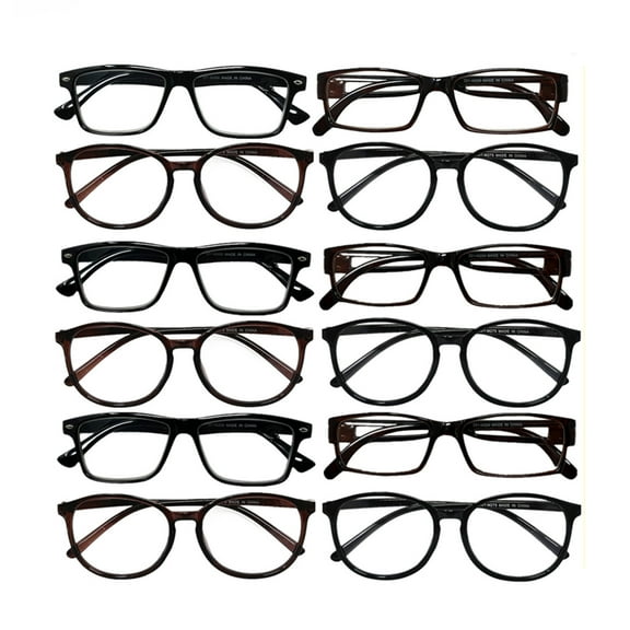 12 Pack Reading Glasses Men Women Unisex Readers Square Rectangle Round Frame +4.00