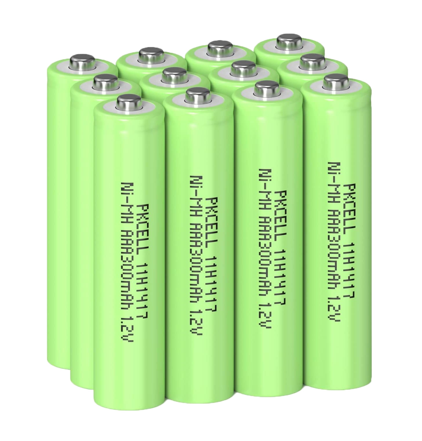 PKCELL 12-Pack Rechargeable AAA NiMH Batteries 300 mAh for Solar Lights 1000 Cycles