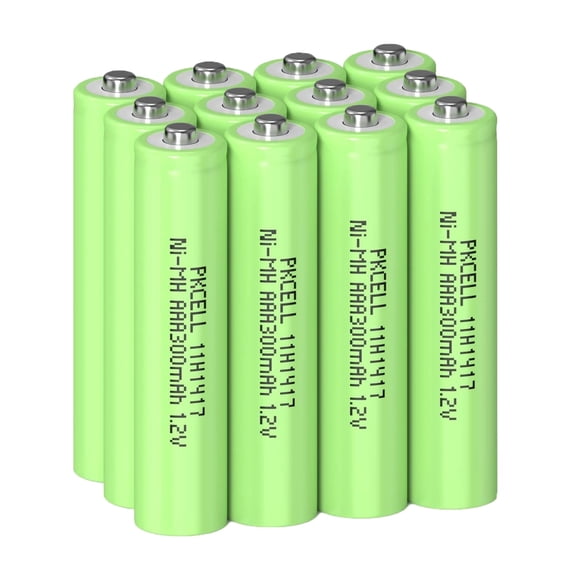 PKCELL AAA Rechargeable Batteries, 300mAh 1.2V NiMH Triple A Battery for Solar Lights 1000 Cycles, Pack of 12