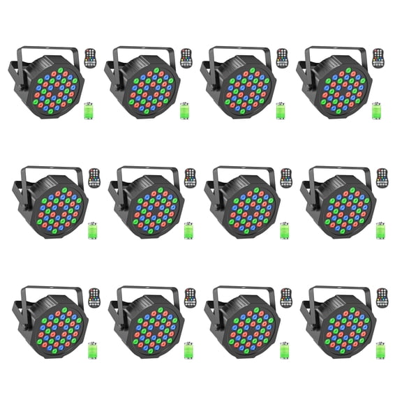 12-Pack Rechargeable Stage Lights 36 RGB LED DJ Par Lights - Sound Activation & Remote & DMX512 for Birthday Christmas Wedding