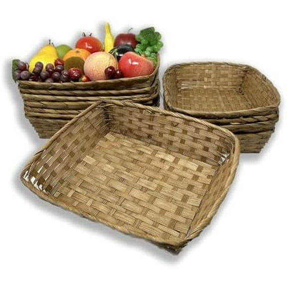 12 Pack Rect Bamboo 11.75" Utility Multipurpose Gift Basket Food Bread Fruit Storage Decorative Basket - Bulk Basket Supply Set of 12$$Home Decor, Kitchen, & Other