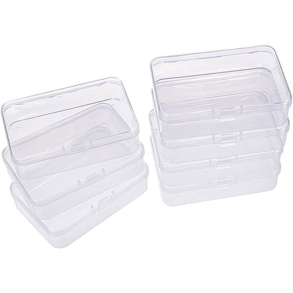 12 Pack Rectangle Clear Plastic Bead Storage Containers Box Case with Lid for Earplugs Tiny Bead Dices and Other Craft Accessories