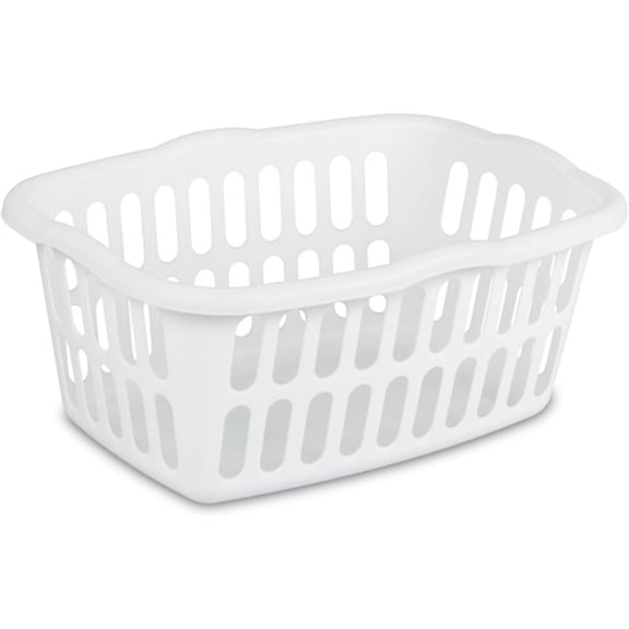 12-Pack Rectangular Laundry Basket, 1.5 Bushel Plastic Clothes Hamper, White - Dirty Laundry Storage Organizer w/Handles for Bedroom, Bathroom, Closet