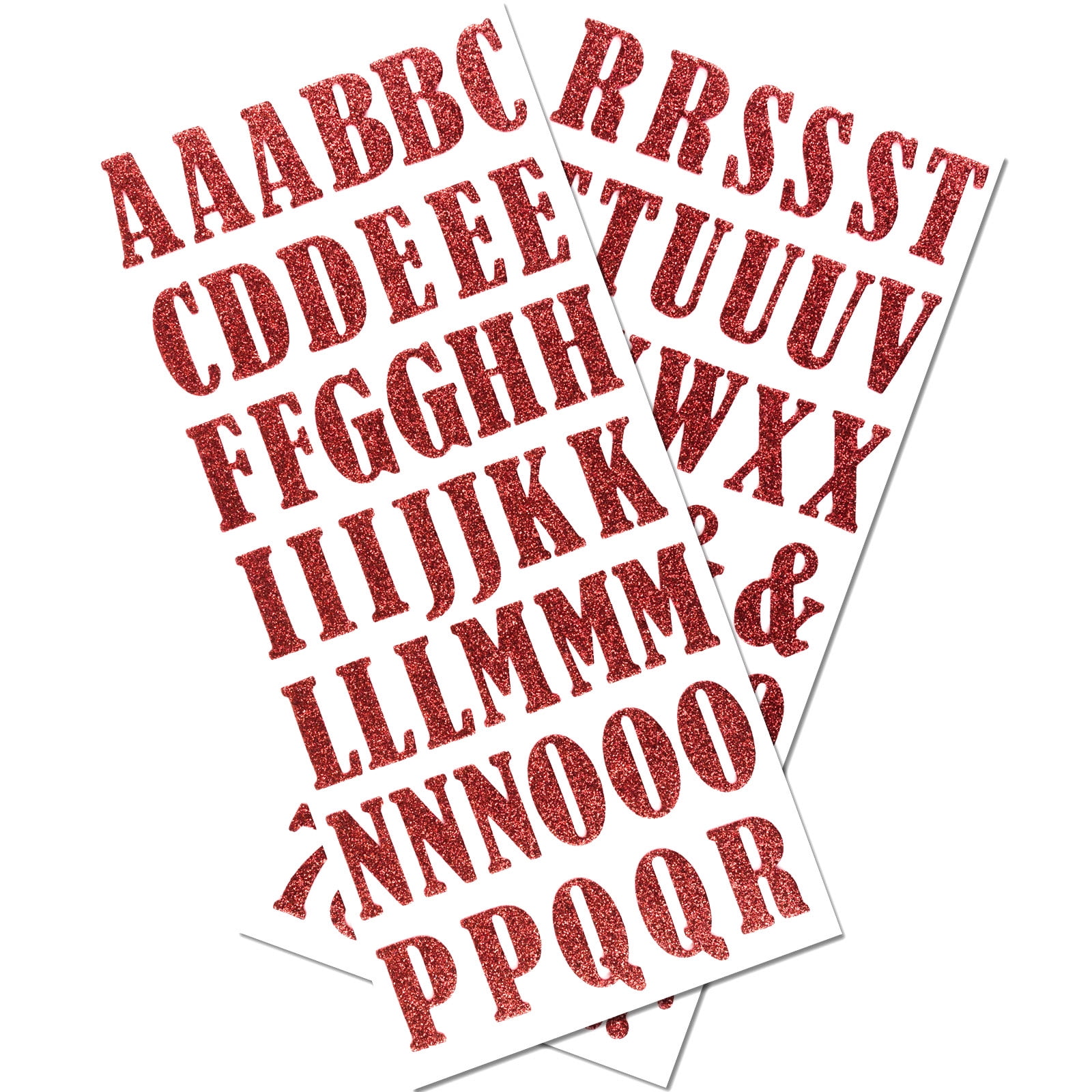 Recollections Red Bernhard Condensed Glitter Alphabet Stickers, 12 Pack