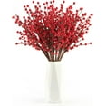 thumbnail image 1 of 12 Pack Red Berry Stems - 17'' Holly Berry Stems, Red Berries Christmas Decor, Red Berry Picks for Christmas Tree Filler Branches, Artificial Cranberries Ornaments Crafts Holiday Home Decor, 1 of 7