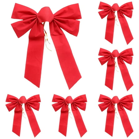 12 Pack Red Christmas Ribbon Bows, 9" x 11" for Xmas Wreaths, Gift Wrapping, Holiday Party Decorations, Bows
