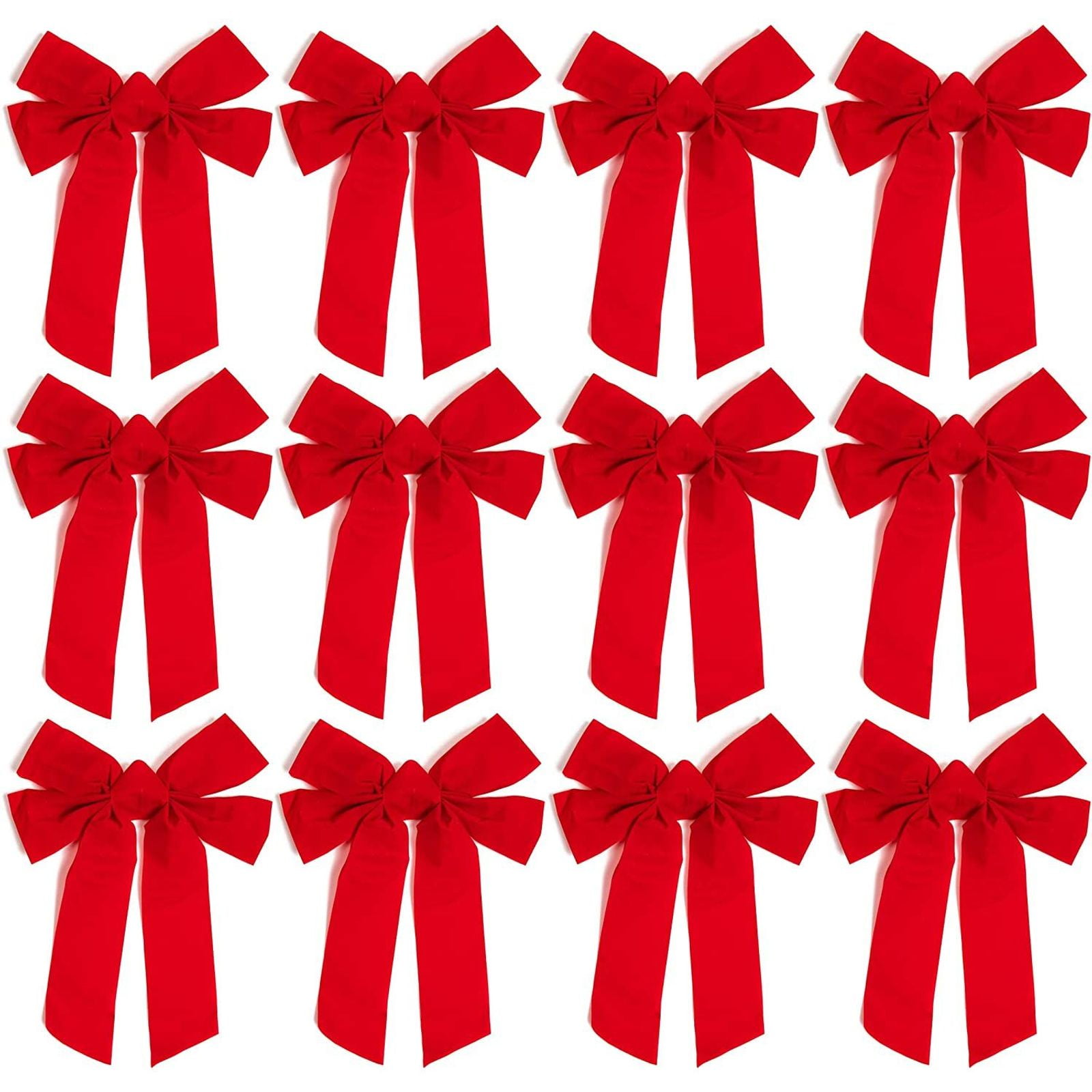 12 Pack Red Christmas Ribbon Bows for Xmas Wreath Holiday Party Favors, Gift  Wrapping and Xmas Tree Decoration, 9 x 12 