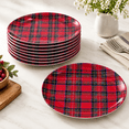 12-Pack Red Fine Scottish Tartan Plates, 13 Inch, Holiday Table Decor ...