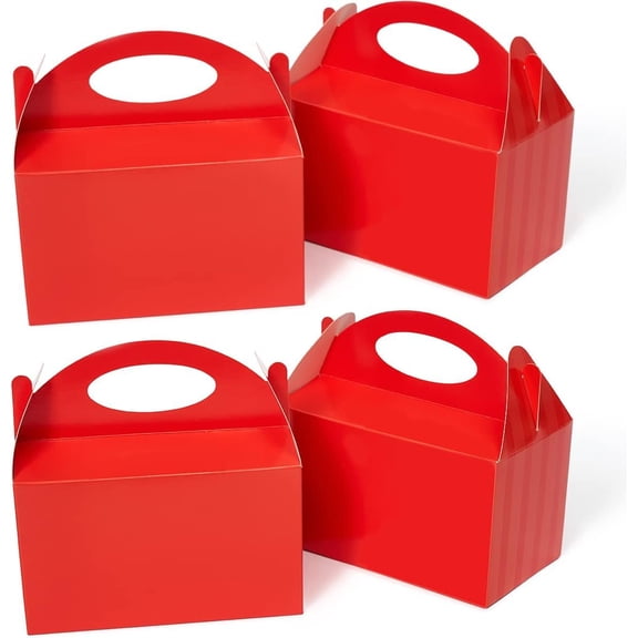 12 Pack Red Valentine Gable Boxes with Handles, 6 Inch