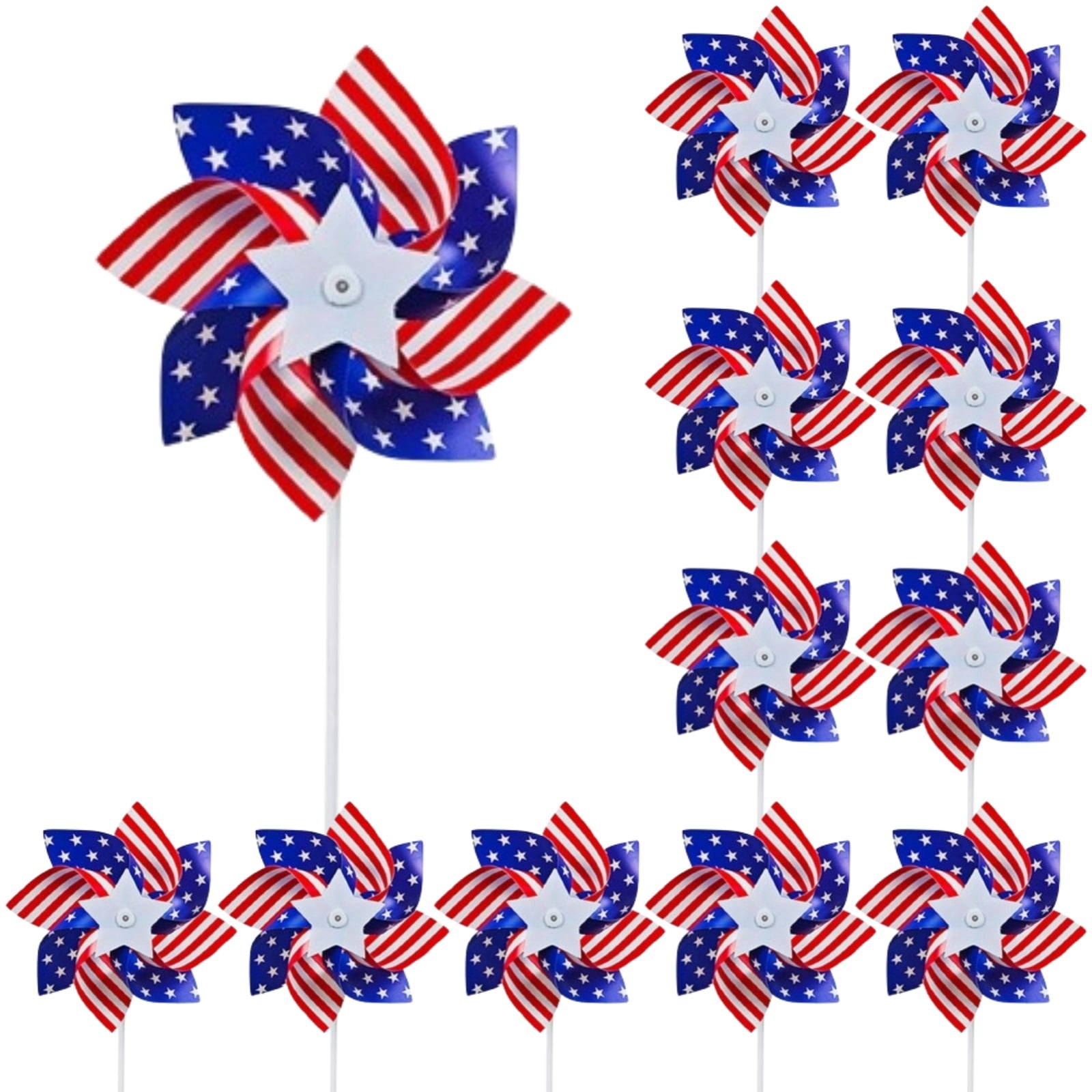 12 Pack Reflective Pinwheels Patriotic Decorations, American Flag on ...