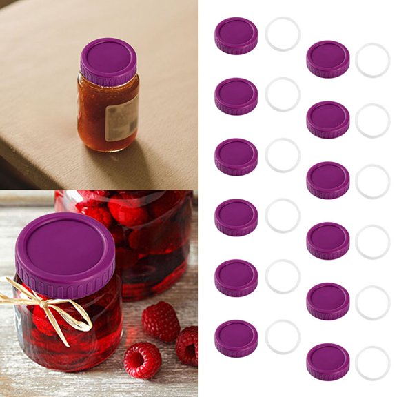 12 Pack Regular Mouth Jar Lids 70mm Colorful Canning Jar Tops with Silicone Rings Food Grade Leak Proof Reusable Screw On Lids for Jars Storage Dry Goods Spices Crafts