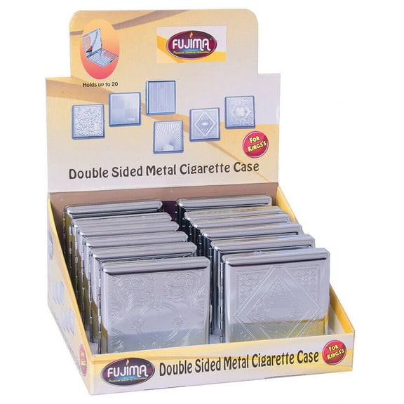 12 Pack Regular or King Size Double Sided Crush-Proof Metal Cigarette Case -3033