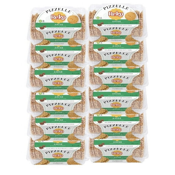 12 Pack - Reko Anise Pizzelle Authentic Italian Style Waffle Cookie, 7 Ounce Each