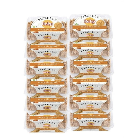 12 Pack - Reko Dulce de Leche Pizzelle Authentic Italian Style Waffle Cookie, 7 Ounce Each