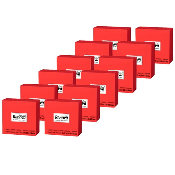 (12 Pack) Renova Red Cocktail Paper Napkins, 4.3 in, 30 Count