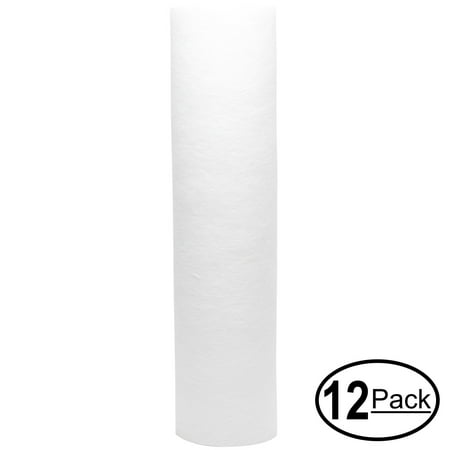 12-Pack Replacement for MaxWater 101048 Polypropylene Sediment Filter - Universal 10-inch 5-Micron Cartridge for MaxWater 5 stage 125 gpd reef aquarium reverse osmosis water System - Denali Pure Brand