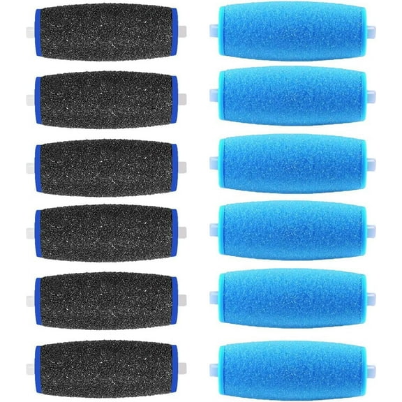 12 Pack Replacement Roller For Amope Pedi, Replacement Head Refills Compatible With Amope Pedi Refills Electronic Perfect Foot File-6 Extra Coarse & 6 Regular Coarse