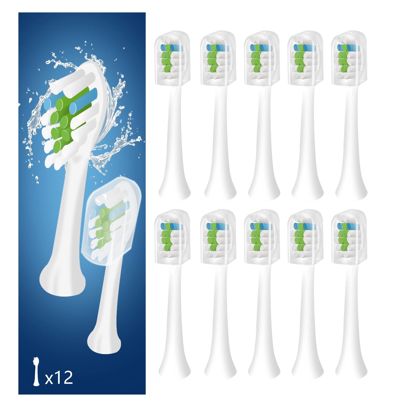 10 Pack Replacement Heads For Fairywill Electric Toothbrush - Compatible With FW-D1/D3/D7/D8, 507, 908, 917 & More