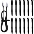 thumbnail image 1 of 12 Pack Reusable Cable Zip Ties, 7.1Inch Long Elastic Silicone Cord Organizer Straps for Bundling and Organizing Phone Charging, Cable Wire, Headphones, Management Home Office Table(Black), 1 of 5