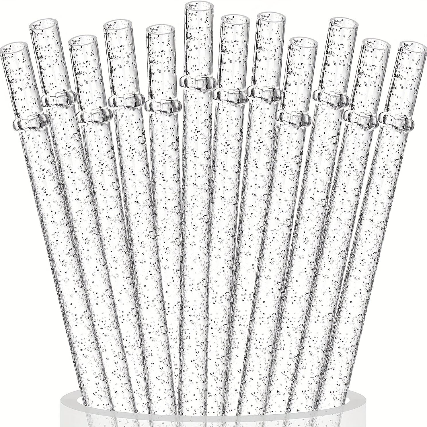 12 Pack Reusable Clear Plastic Straws, Hard Tumbler Drinking Straws ...