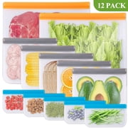 Aovky 12 Pack Reusable Freezer Bags, Reusable Gallon Food Storage Bags Leakproof Bags Silicone for home