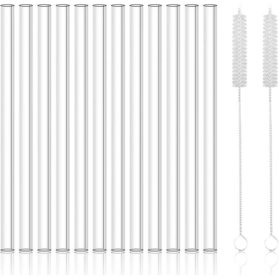 12 Pack Reusable Glass Straw, 8.5\