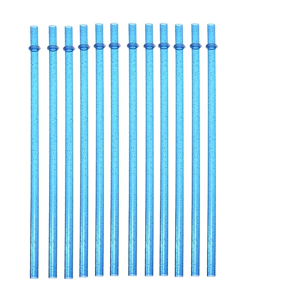 12-Pack Reusable Hard Plastic Drinking Straws with Stopper Rings, Durable Ribbed Replacement Straws for Travel Tumblers and Cups, Clear BPA-Free Drinking Straws #A1 Dark Blue_100