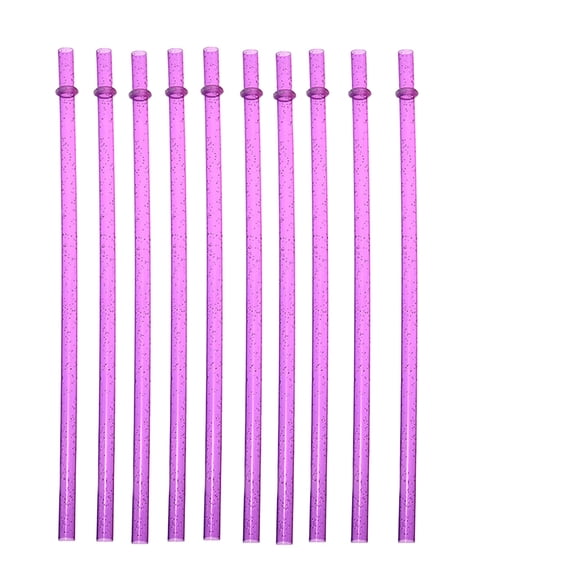 12-Pack Reusable Hard Plastic Drinking Straws with Stopper Rings, Durable Ribbed Replacement Straws for Travel Tumblers and Cups, Clear BPA-Free Drinking Straws #B1 Purple_104