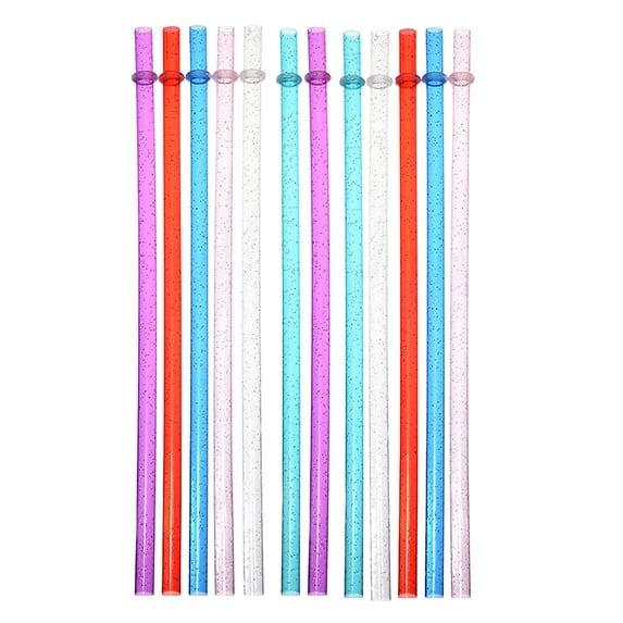 12-Pack Reusable Hard Plastic Drinking Straws with Stopper Rings, Durable Ribbed Replacement Straws for Travel Tumblers and Cups, Clear BPA-Free Drinking Straws #B3 Multicolor_102
