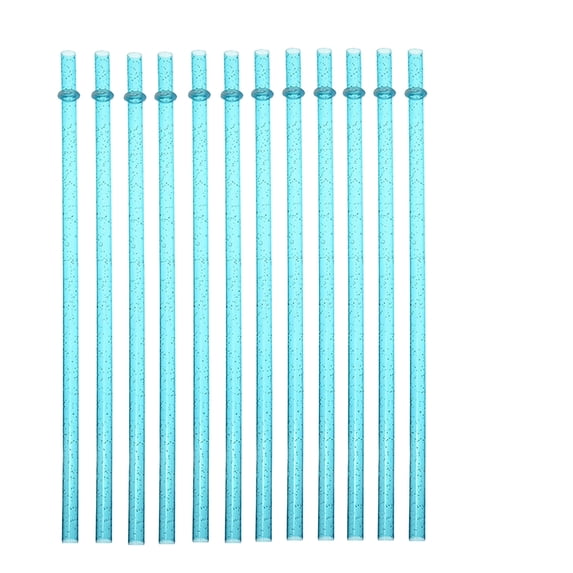 12-Pack Reusable Hard Plastic Drinking Straws with Stopper Rings, Durable Ribbed Replacement Straws for Travel Tumblers and Cups, Clear BPA-Free Drinking Straws #B4 Light Green_101