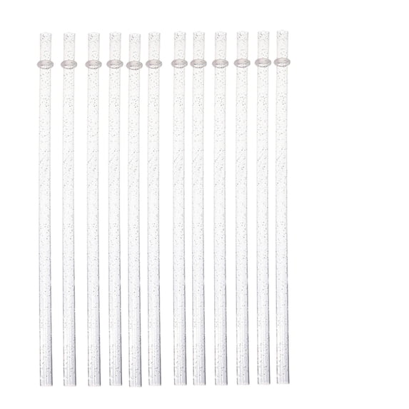 12-Pack Reusable Hard Plastic Drinking Straws with Stopper Rings, Durable Ribbed Replacement Straws for Travel Tumblers and Cups, Clear BPA-Free Drinking Straws #B4 White_106