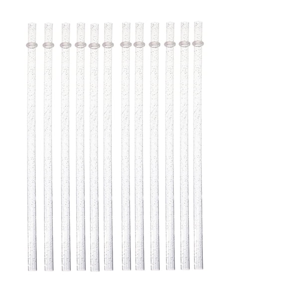 12-Pack Reusable Hard Plastic Drinking Straws with Stopper Rings, Durable Ribbed Replacement Straws for Travel Tumblers and Cups, Clear BPA-Free Drinking Straws #B4 White_106