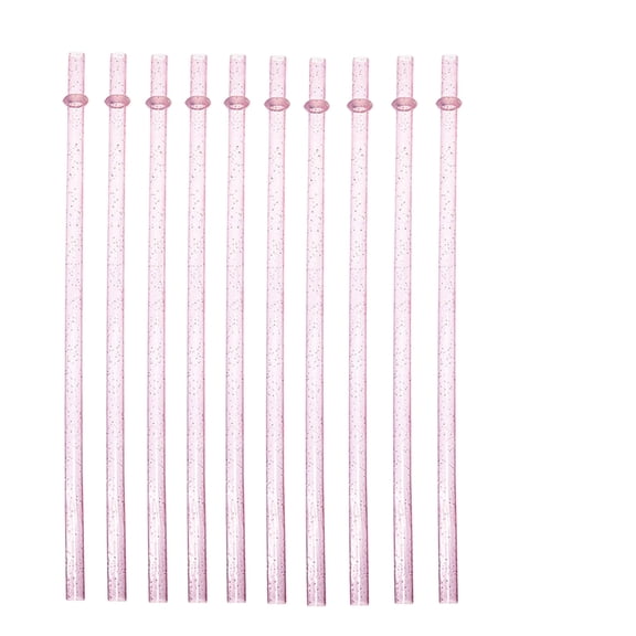 12 Pack Reusable Hard Plastic Straws, Threaded Design Drinking Straws for Cups Tumblers, Durable Dishwasher Safe Eco-Friendly Straws for Smoothies Milkshakes Pink