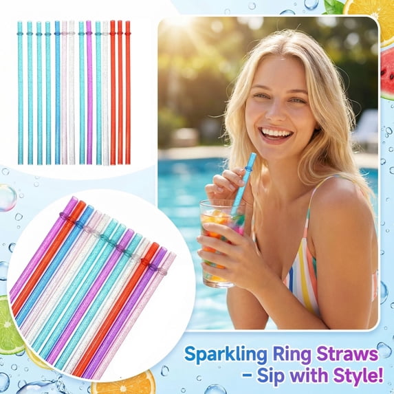 12 Pack Reusable Hard Plastic Threaded Drinking Straws BPA Free Dishwasher Safe for Tumblers Glass Jars Cold Beverages Everyday Use Dark Blue