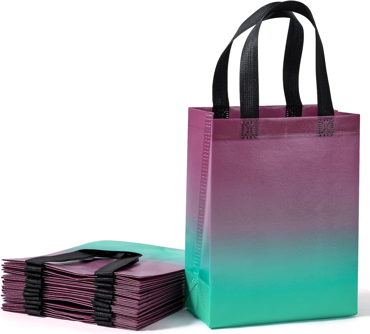 12 Pack Reusable Hot Pink Gift Bag with Handles Medium Size 8 x 4 x