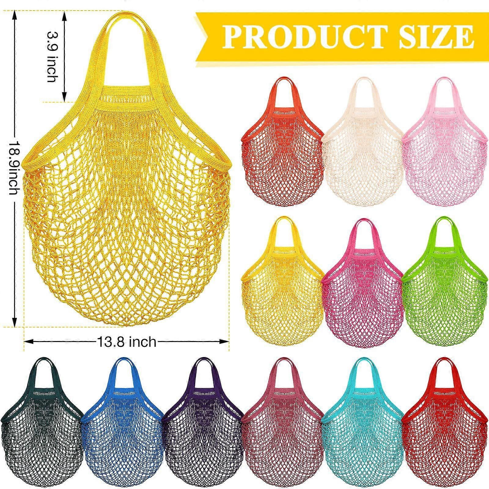 Reusable Mesh 12 Pack Reusable Mesh Grocery Bags Crochet Market Bag Cotton Kitchen ...