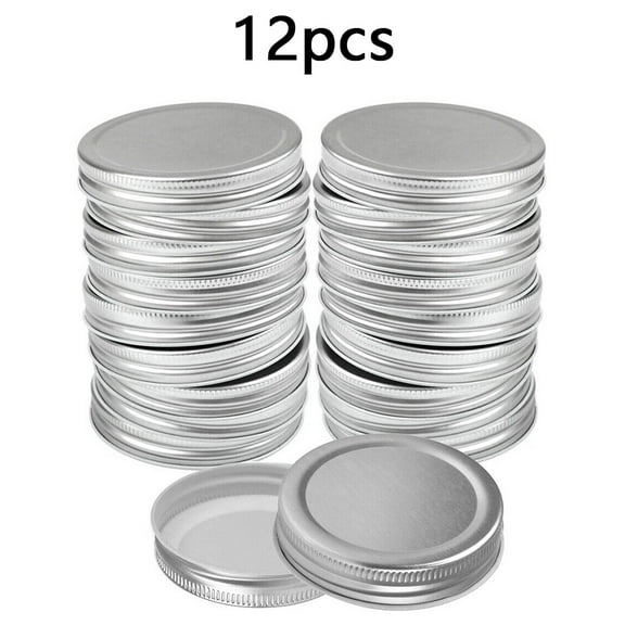 12 Pack Reusable Metal Canning Lids For Ball Jars, Standard Mouth 70Mm Silver Tin Lids For Secure Seal For Home Canning, Preserving And Food Storage