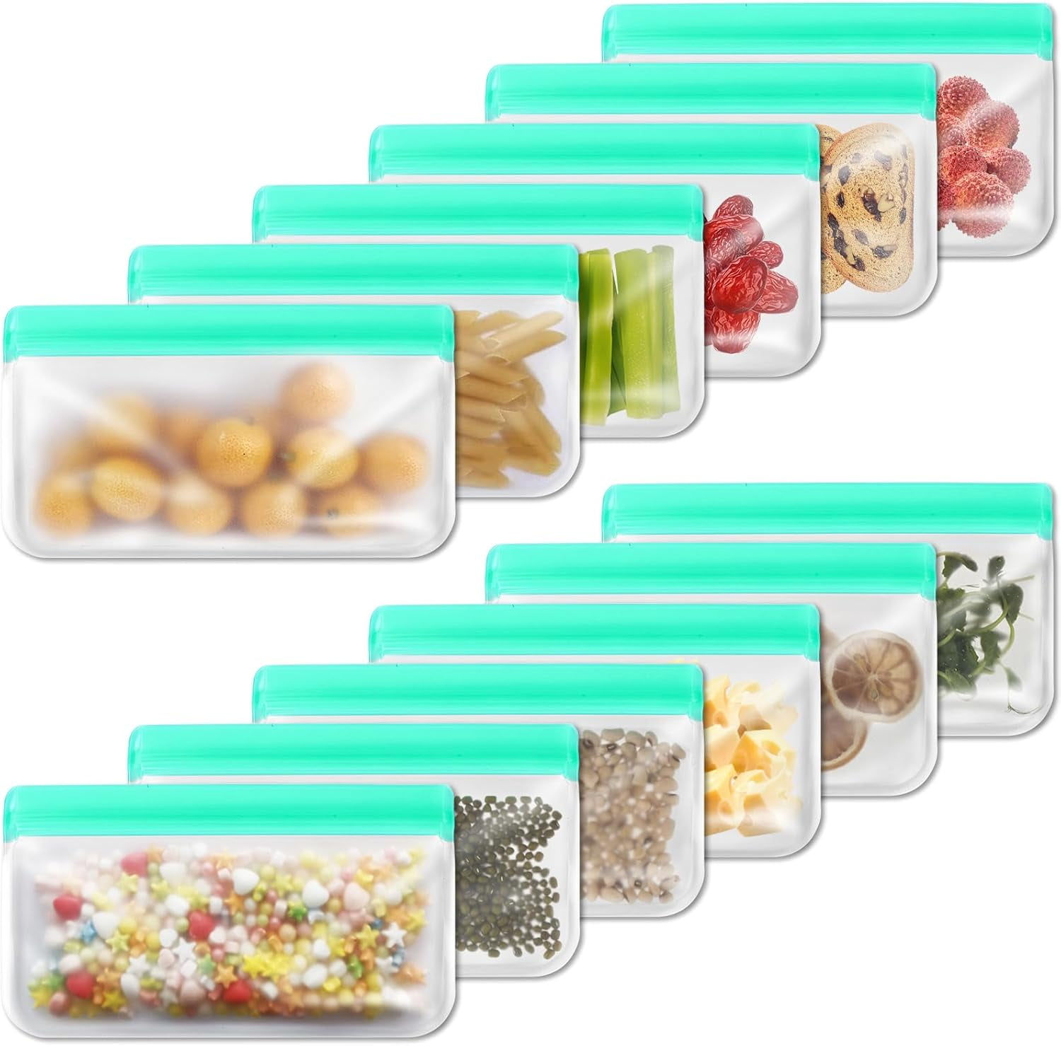 12 Pack Reusable Snack Bags, Reusable Silicone Bags Reusable Food