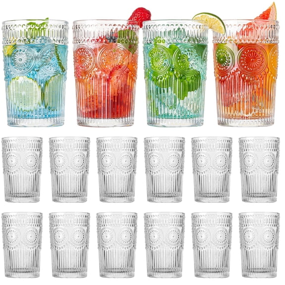 12 Pack Ribbed Textured Highball Glass Drinkware Set