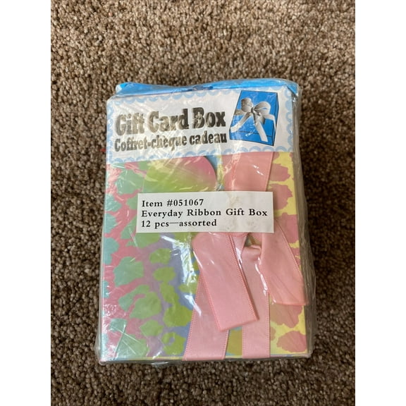 12 Pack Ribbon Gift Card Box Assorted Designs NEW