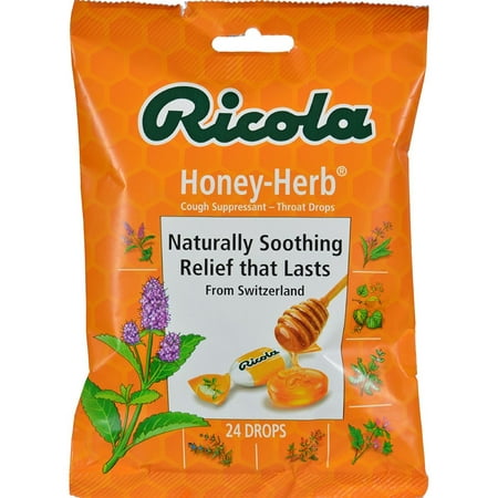 12 Pack Ricola Honey Herb Naturally Soothing Relief 24 Drops Each