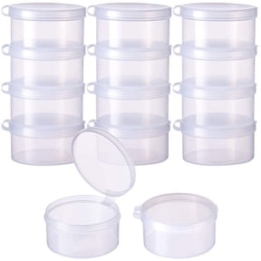 12 Pack Round Clear Plastic Bead Storage Containers Box Case with Flip-Up Lids for Items Pills Herbs Tiny Bead Jewerlry Findings and Other Small Items - 2x1 Inches for DIY