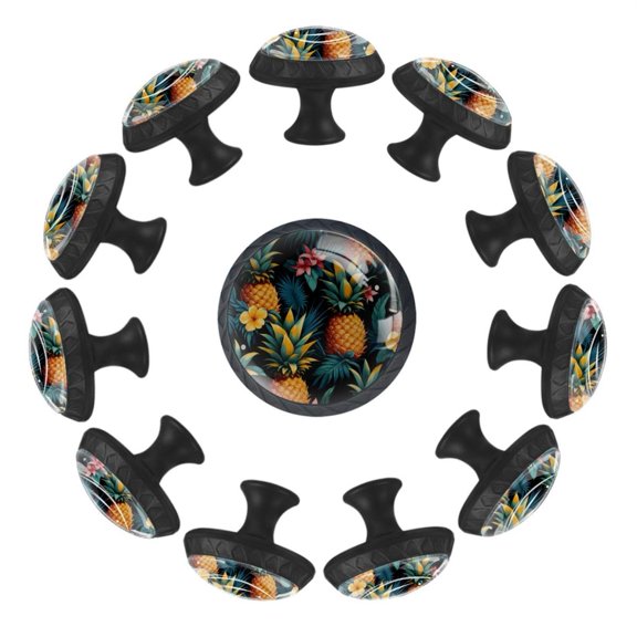 12 Pack Round Glass Drawer Knobs For Kitchen Cabinet With Screws, Pineapples Pattern Crystal Diamond Shaped Cupboard Knobs For Kitchen Office Bathroom